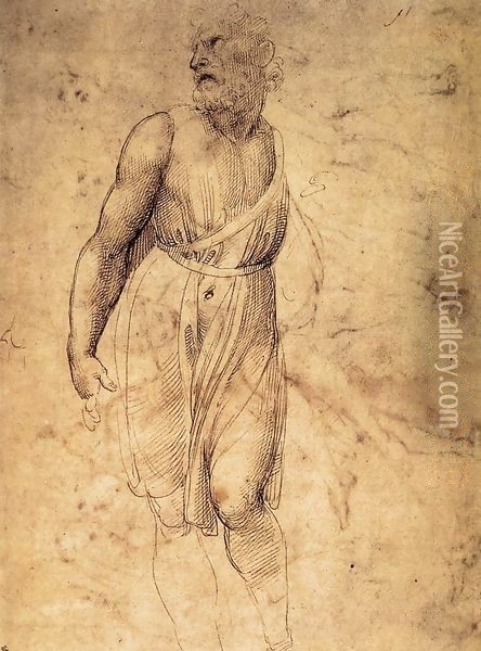 Study after Michelangelo's St Matthew Oil Painting - Raphael