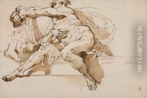 Seated Male Nude Oil Painting - Domenico Pellegrini Tibaldi
