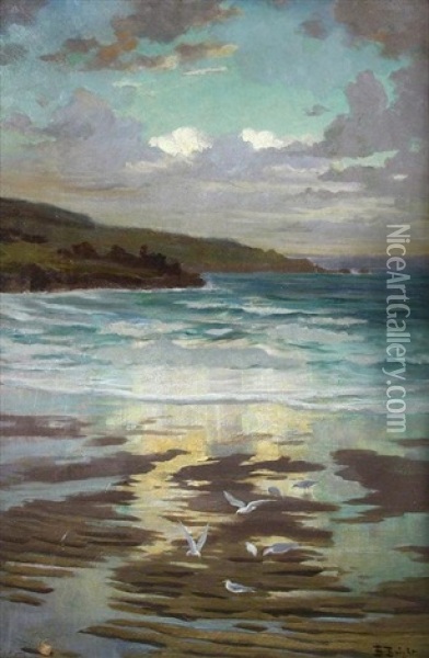 Porthmeo Bay, St. Ives, Cornwall Oil Painting - Beatrice Bright
