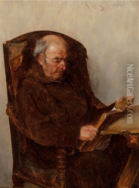 Monk Reading Oil Painting - Alfons Spring