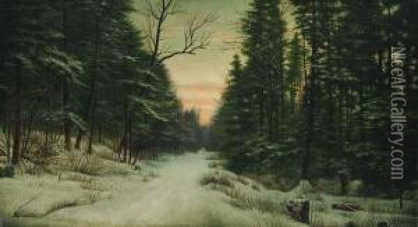 Winter Road Oil Painting - Levi Wells Prentice