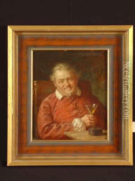 Herr Mit Weinglas Oil Painting - Fritz Wagner