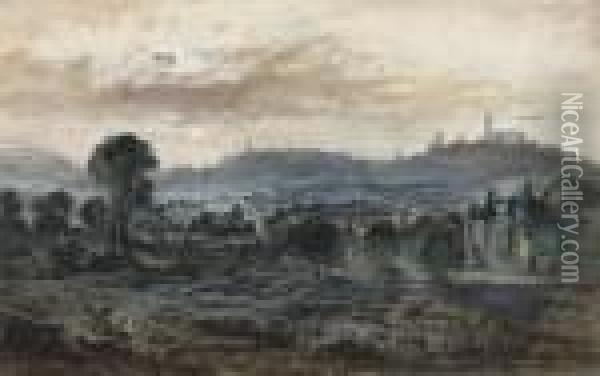 View Towards Calton Hill, Edinburgh Oil Painting - Samuel Bough