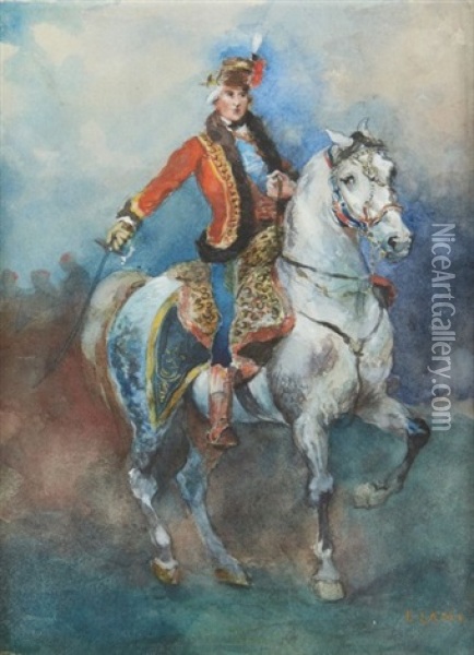 Hussard A Cheval Oil Painting - Eugene Louis Lami