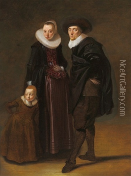 Bildnis Eines Ehepaares Mit Seiner Tochter Oil Painting - Gerard van Donck