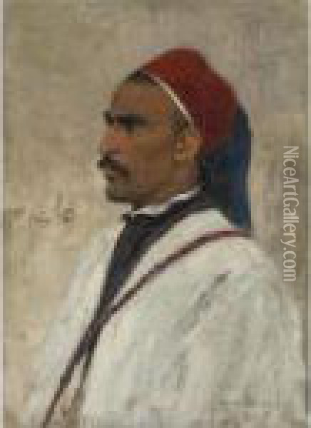 Portrait Of An Arab Oil Painting - Wilhelm Kuhnert