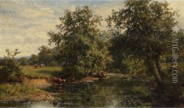 On The River Mole, Norbury, Surrey Oil Painting - Walter Wallis