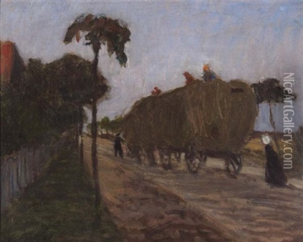 Erntewagen In Worpswede Oil Painting - Otto Modersohn