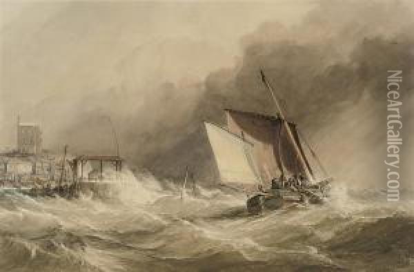 Off To The Fishing Grounds Oil Painting - Alfred Herbert