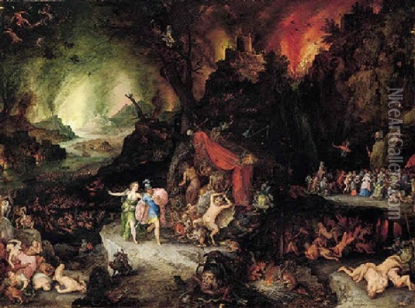 Aeneas And The Sibyl In The Underworld Oil Painting - Jan Brueghel the Elder