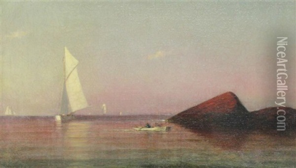 Boats On Calm Water, 1874 Oil Painting - William Edward Norton