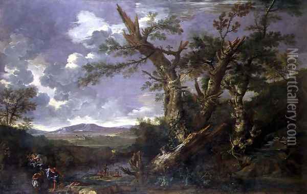 Landscape with the Baptism in the Jordan Oil Painting - Salvator Rosa