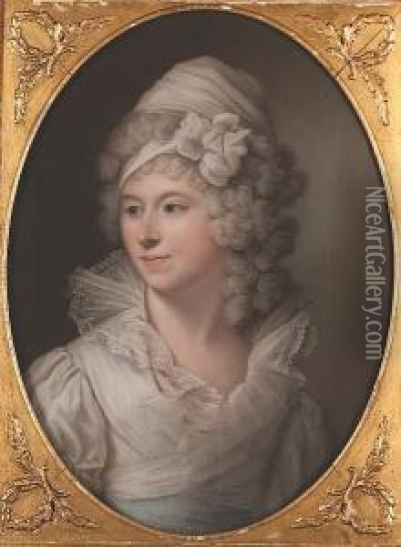 Portrait Of Miss Frances Bankes Oil Painting - Samuel Cotes