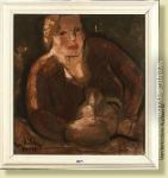 Femme A La Cruche Oil Painting - Rene De Pauw