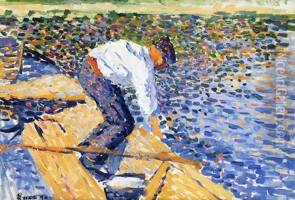 Le Pecheur de Vers de Vase Oil Painting - Maximilien Luce