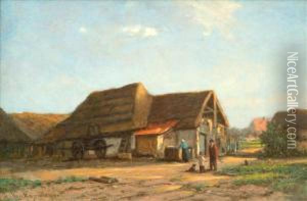The Farmstead Oil Painting - H. Van Hagendoren