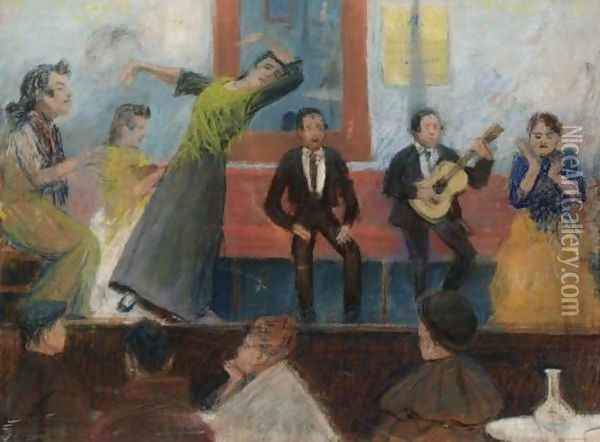 Scene from the Imperial Cafe, Madrid (Cafe Cantante, Madrid) Oil Painting - Dario de Regoyos y Valdes