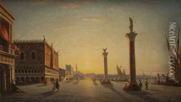 Vue De La Place Saint Marc A Venise Oil Painting - Amedee Rosier