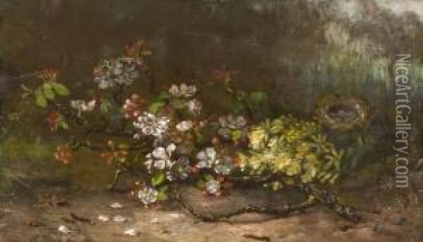 Nature Morte Au Nid Oil Painting - Eugene Ferdinand Parisy