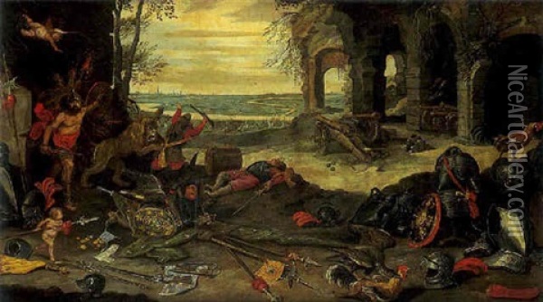 Allegorie De La Guerre Oil Painting - Jan van Kessel the Younger