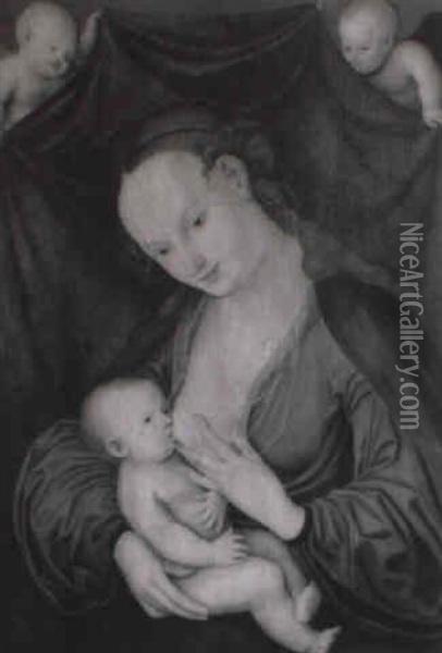 Madonna Stillt Jesuskind Oil Painting - Lucas Cranach the Elder