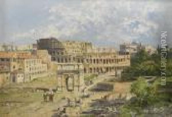 Coloseum Och Forum Romanum - Rom Oil Painting - Antonietta Brandeis