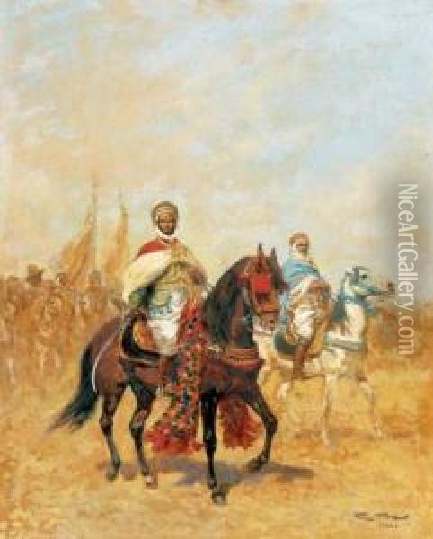 Cavaliers Arabes Oil Painting - Georges Bertin, Dit Scott De Plagnolles