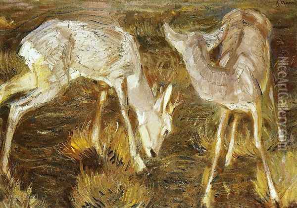 Deer At Dusk Oil Painting - Franz Marc