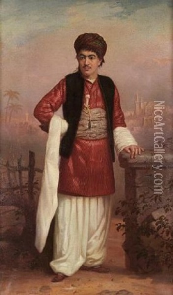 Portrait Of An Ottoman Gentleman Oil Painting - Gustav Bauernfeind