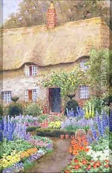 A Cottage Garden in Full Bloom Oil Painting - John Henry Garlick