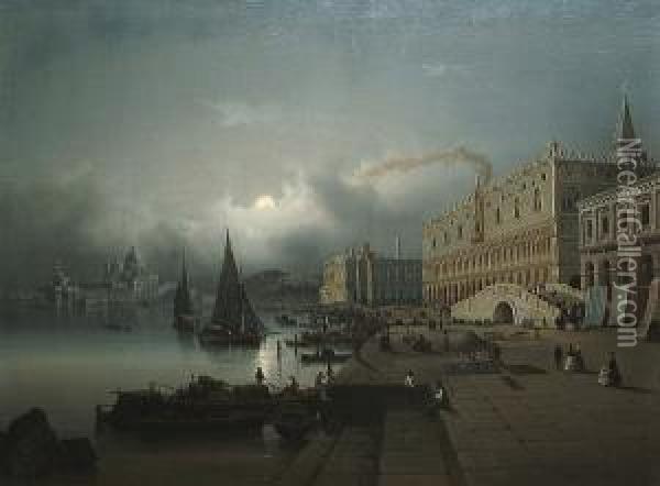 Venezia, Riva De Schiavone Oil Painting - Giuseppe Pastina