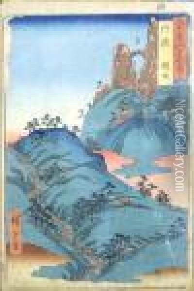 Vue De Montagne Oil Painting - Utagawa or Ando Hiroshige