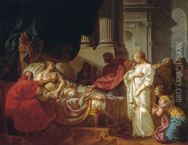 Antiochus and Stratonice Oil Painting - Jacques Louis David
