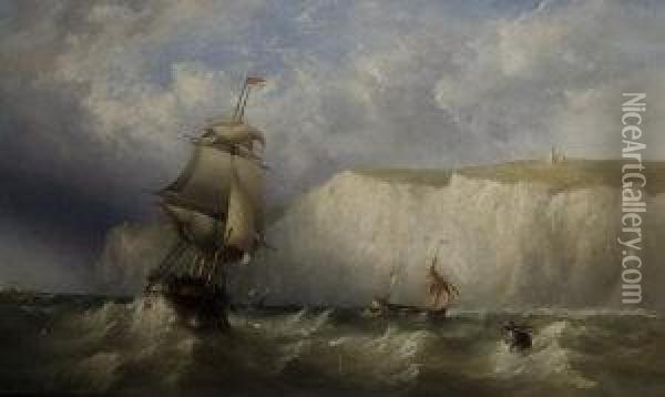 Ships In A Storm Off Dover Oil Painting - Henry King Taylor