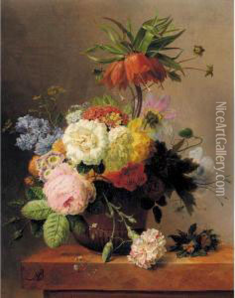 Still-life With Assorted Flowers Oil Painting - Arnoldus Bloemers