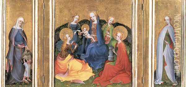 Madonna and Child with Saints 1410-20 Oil Painting - Master of the Older Holy Kinship Altar