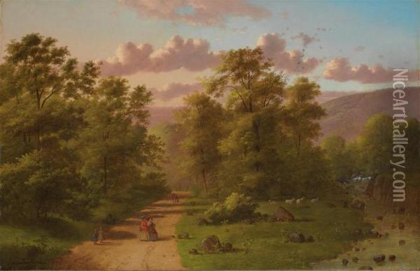 Along The Path Oil Painting - Johann Mongels Culverhouse