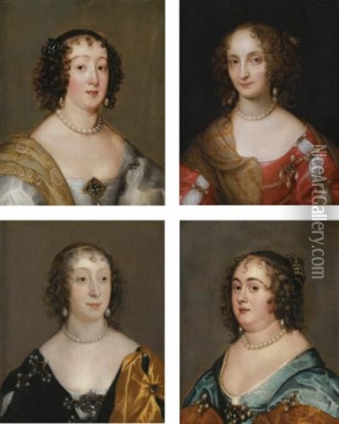 Portrait Of Dorothy, Countess Of Leicester (1598-1659) (+ 3 Others; Set Of 4) Oil Painting - Theodore Russell