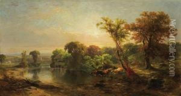 Mill On The River Oil Painting - James McDougal Hart
