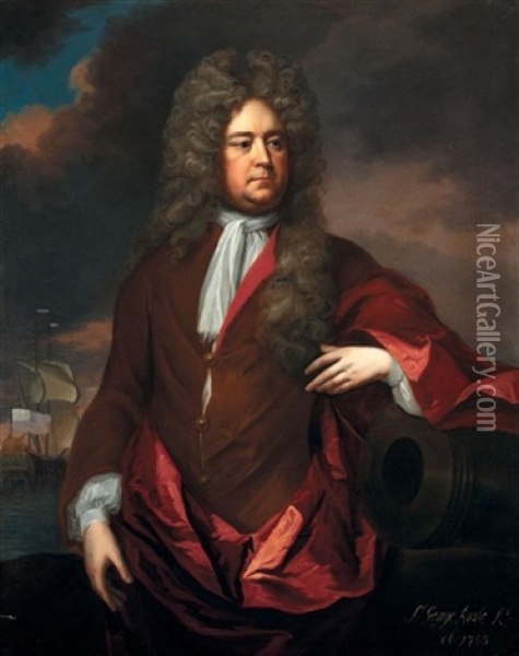 Portrait Of The Rt. Hon. Sir George Rooke, Vice Admiral Of England Oil Painting - Michael Dahl