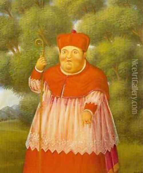 The Bishop in the Woods 1996 Oil Painting - Fernando Botero