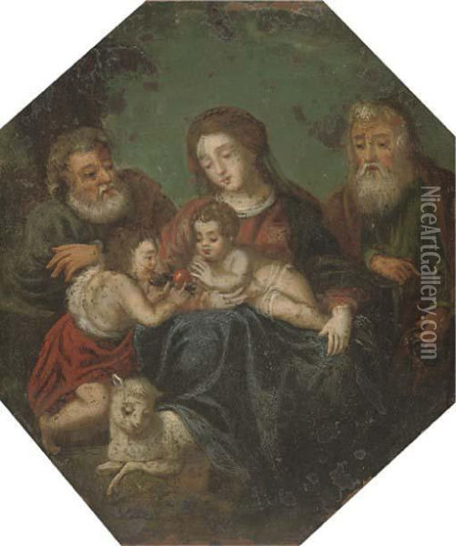 The Holy Family With Saint Joachim And The Infant Saint John The Baptist Oil Painting - Hendrick Balen