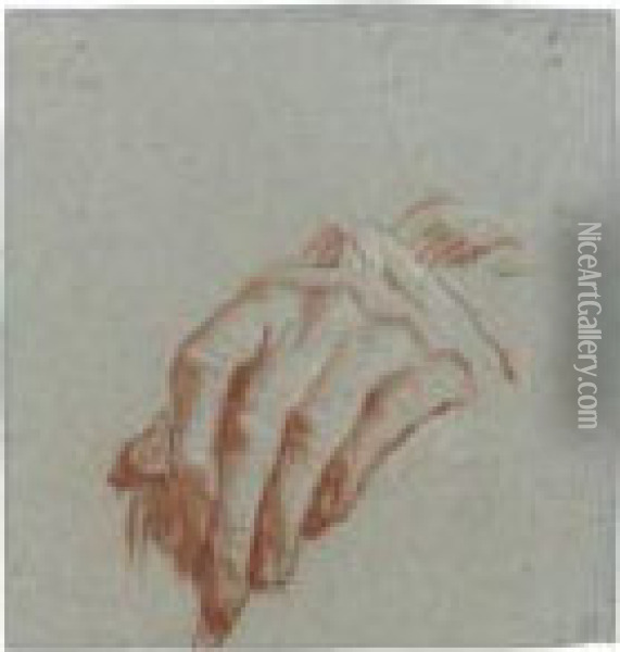 Study Of A Left Hand Oil Painting - Giovanni Battista Tiepolo