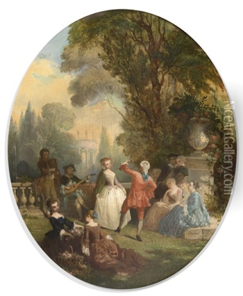 Dejeuner Champetre Et Le Menuet (pair) Oil Painting - Edouard Pils