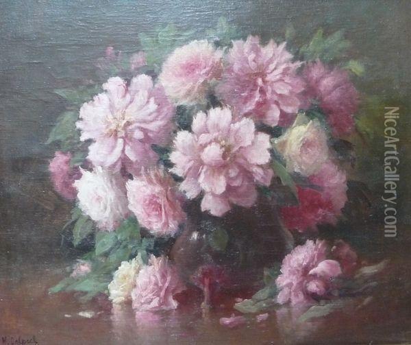 Le Bouquet De Pivoines Oil Painting - Hermann Delpech