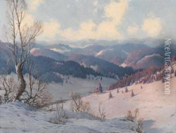 Paesaggio Invernale Nella Foresta Nera Oil Painting - Karl Hauptmann