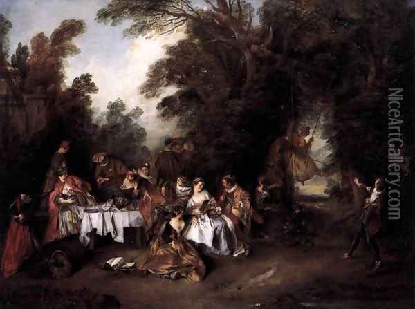 Le Repas Italien Oil Painting - Nicolas Lancret