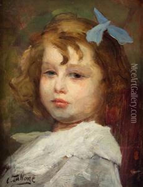 Volto Di Bambina Oil Painting - Cesare Tallone