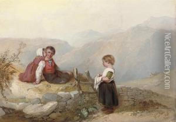 Children On A Mountain Top Oil Painting - William Collins