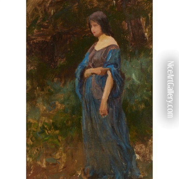 Woman In A Landscape Oil Painting - Douglas Volk